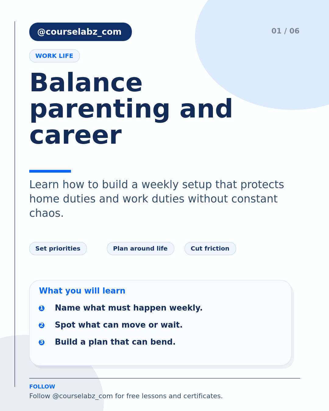 Concilier parentalité et carrière avec des habitudes pratiques social slide 1