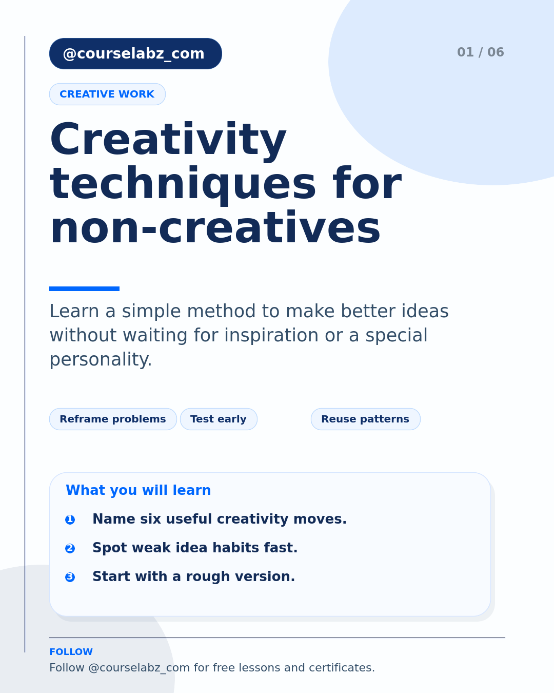 Creativity Techniques for Non-Creatives, Explained social slide 1