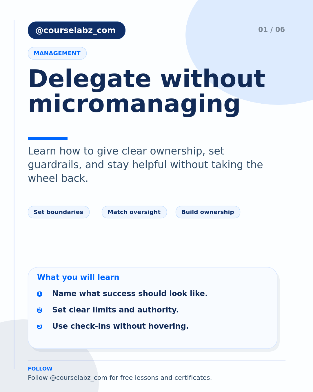 Delegating Without Micromanaging, Explained social slide 1