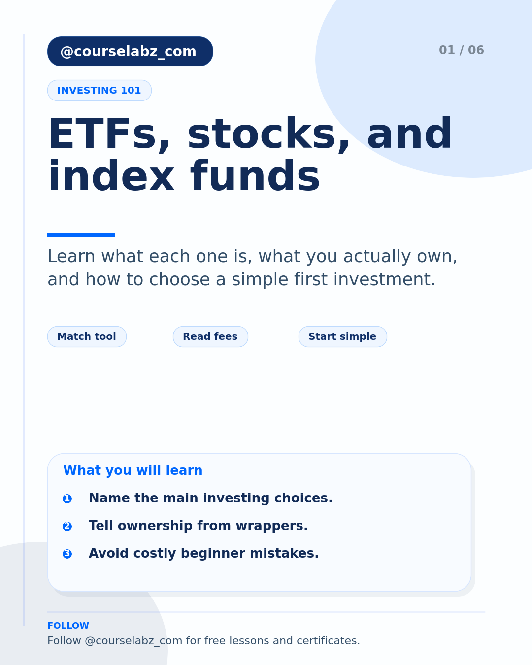 Investieren 101: ETFs, Aktien und Indexfonds ohne Hype social slide 1