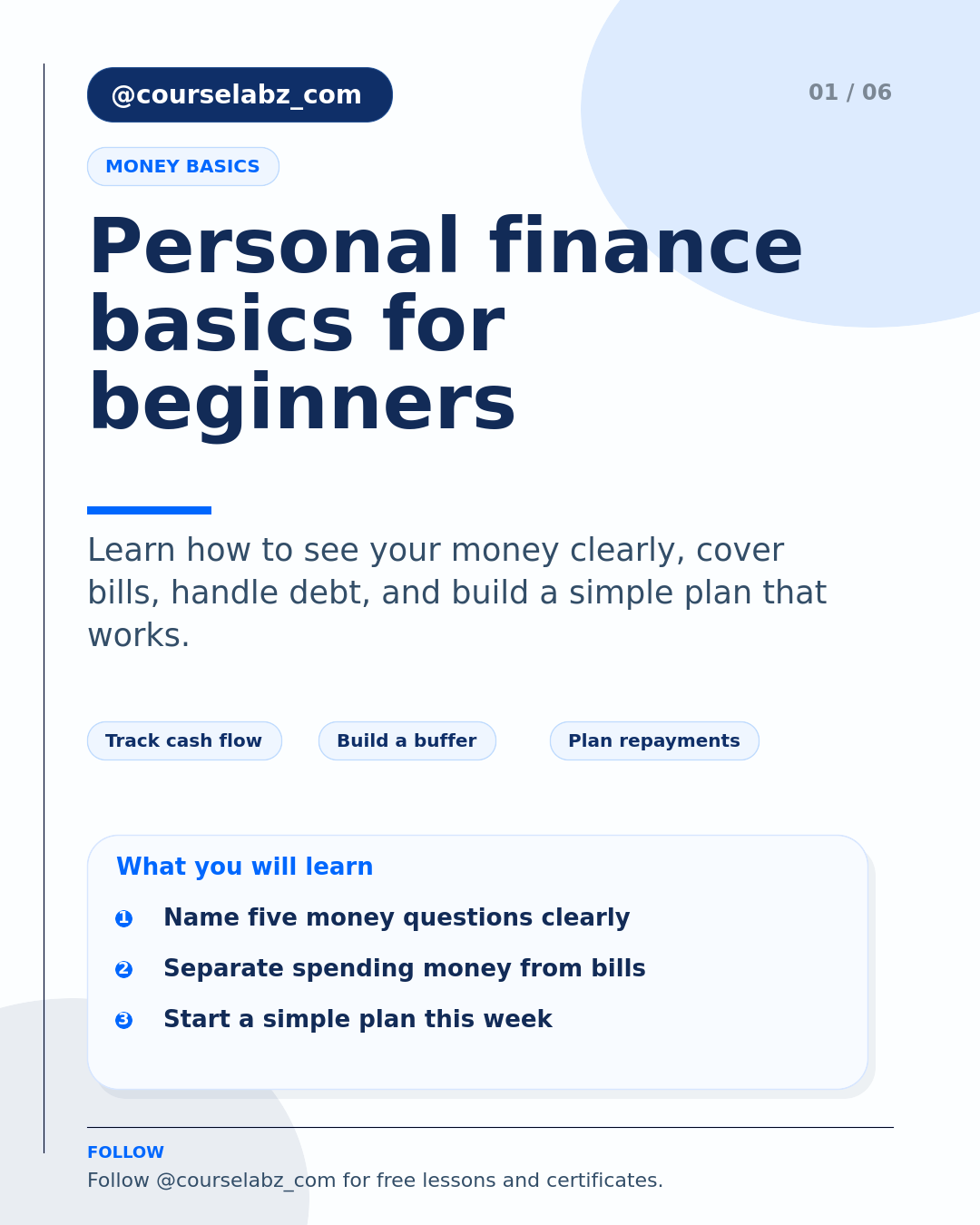 Personal finance basics for beginners social slide 1