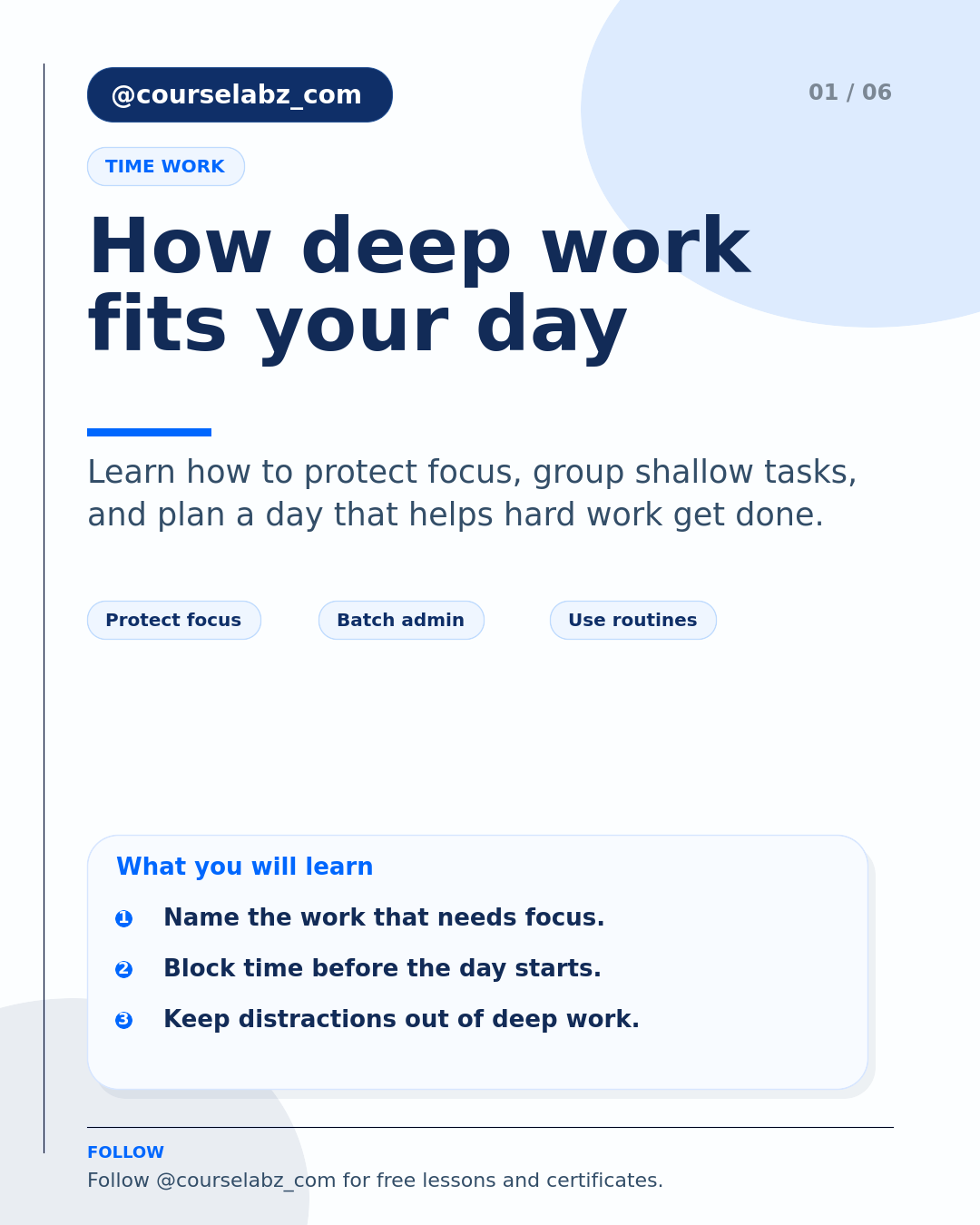 Zeitmanagement und Deep-Work-Techniken, die wirklich helfen social slide 1